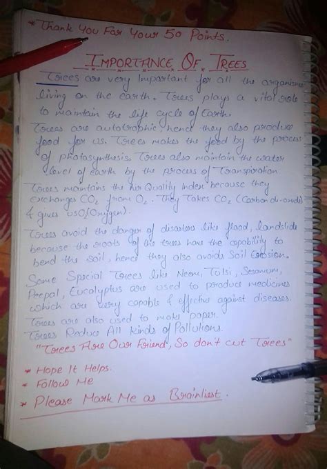 write an essay on importance of trees - Brainly.in