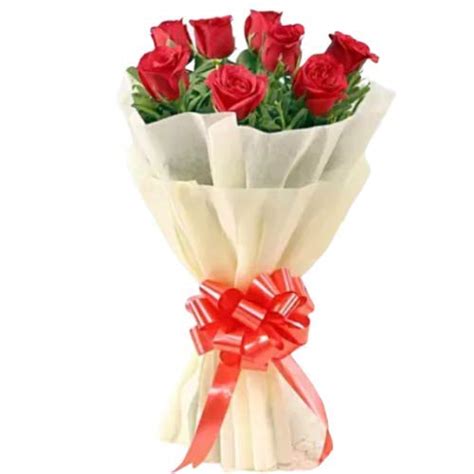 Floralbay Valentine's Day Special Fresh Flowers Exotic Bunch of 8 Red ...