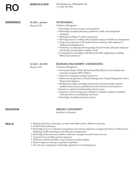 Utilization Management Resume Samples | Velvet Jobs