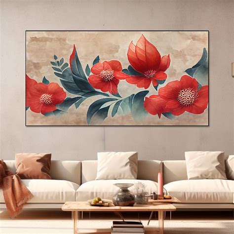 Vibrant Red Blossoms on Beige – Nestroots