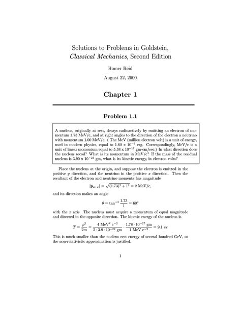 Goldstein Herbert Classical Mechanics so - ! - Studocu