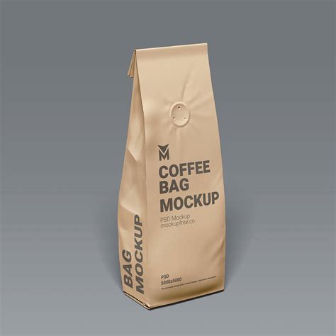 Kraft Paper Standing Coffee Bag Mockup Set | Free PSD Templates