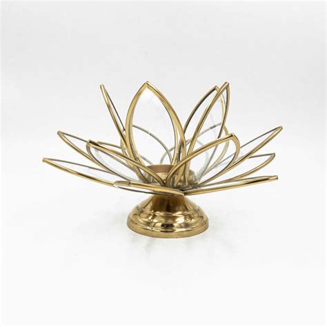 Buy T-Light Holder | Lotus Stainless Steel T-Light Stand (Gold Finish ...