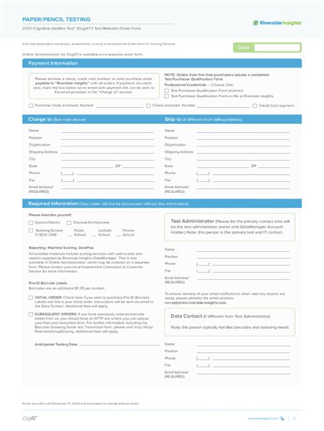 Fillable Online 2025 Cognitive Abilities Test™ (cogat®) Test Materials ...