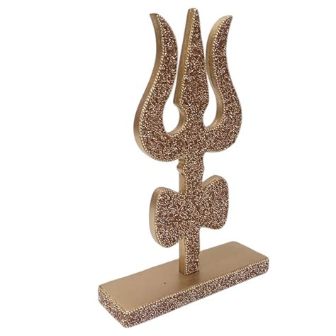 Decorative Lord Shiva Trishul with Glitter, Gold Color, Religious Tabl