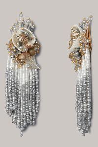 Buy White Shells Beaded Tassel Drop Earrings by House of D'oro Online ...