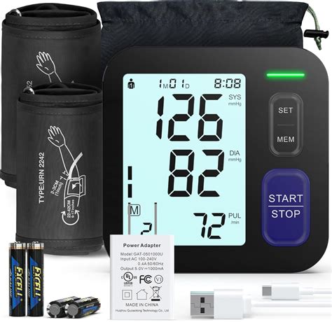 Upper Arm Blood Pressure Machine - 2 Size Cuffs, Medium/Large 9"-17 ...