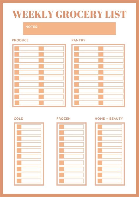 Printable Image of Grocery List Template Free – Free download and print for you.