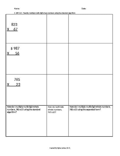 Multiply Using Standard Algorithm Worksheet 的图像结果