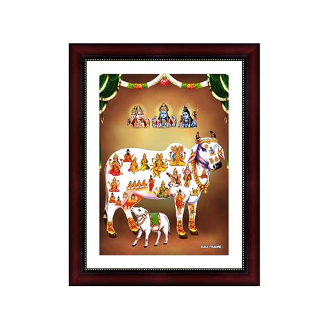 RAJ FRAME–God Gomatha Komatha Cow feeding Calf Kamdhenu photo frame for ...