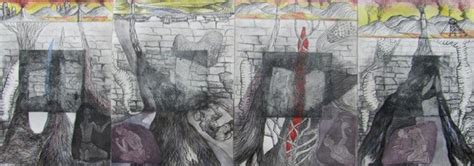 "Inside": Steel Grey Printmaking (10x34) by Partha Dutta – ArtZolo.com