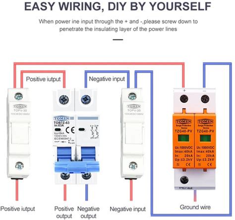 amiciSmart DC Surge Protector, Lightning Protection Device 1000V 20KA ...