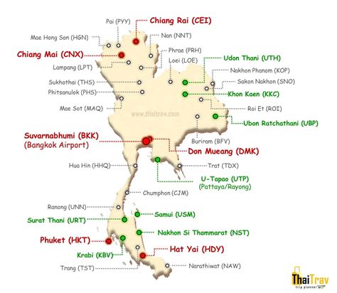 Map of Thailand Airports - List of 33 airports in one map