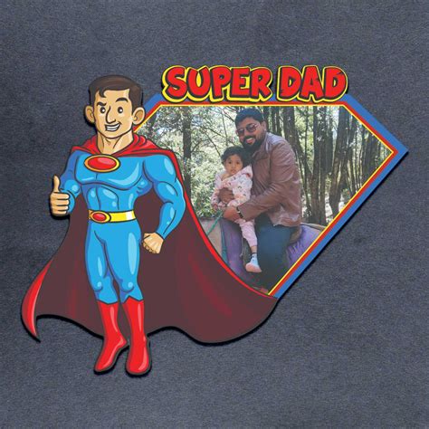 Buy Photo Personalized "Super Dad" Theme Wooden Fridge Magnet For ...