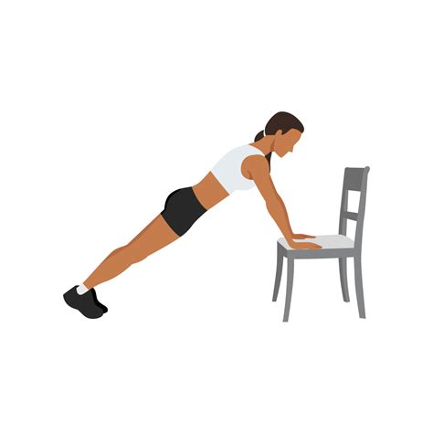 Woman doing Incline plank shoulder taps exercise. Flat vector ...