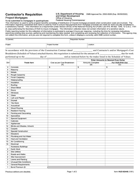 1991-2026 Form HUD-92448 - Blank Fillable Template | Fill Out, Print ...