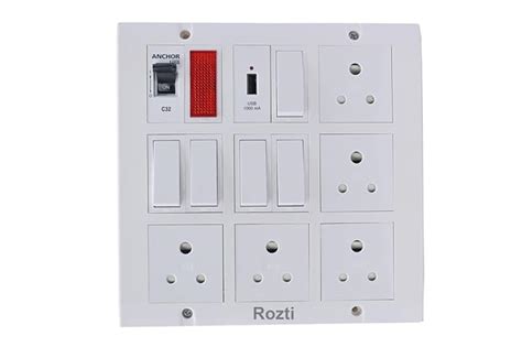 Rozti 18 Modular PVC 6A 3 Pin Modular 1 Indicator, 1 Modular MCB(32A ...