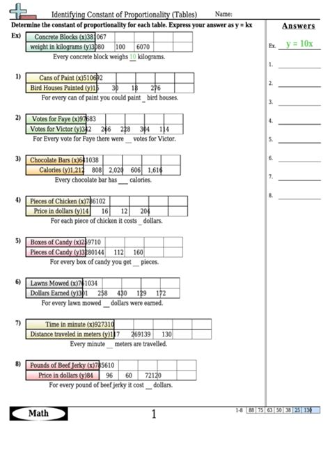 Constant of Proportionality Answer Key 的图像结果