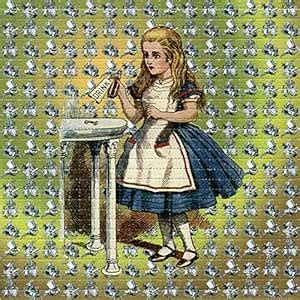 Alice Drink ME in Wonderland Mad Hatter White Rabbit BLOTTER Art ...