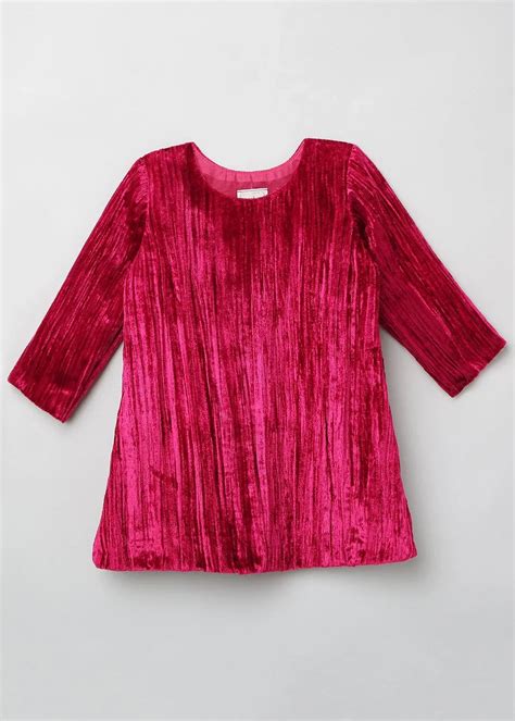 Fuchsia Velvet Dress for Girls – Fit & Flare Style – BYB PREMIUM