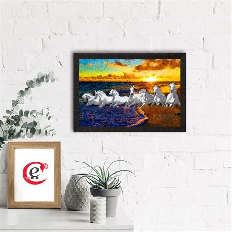 7 Lucky Running Horses Satin Matt Texture UV Art Painting - eCraftIndia ...