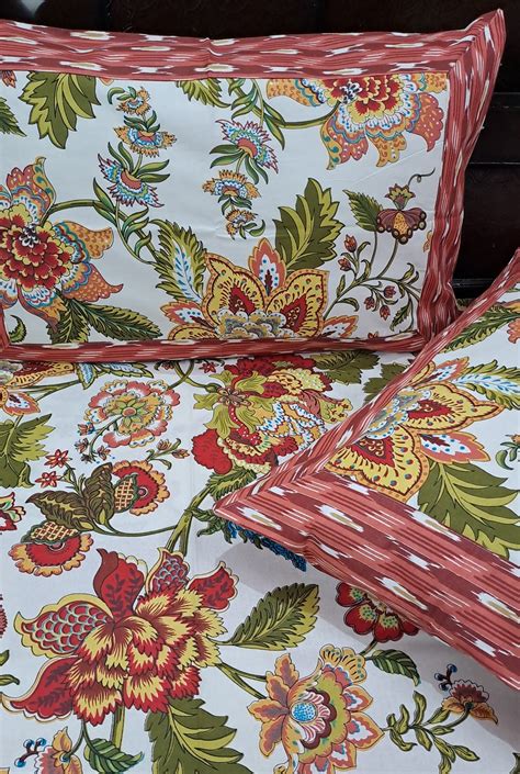 Blossom Cotton Double Bedsheet- Red and Yellow – Cotton Tales