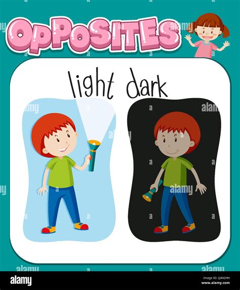 Opposite words for light and dark illustration Stock Vector Image & Art ...