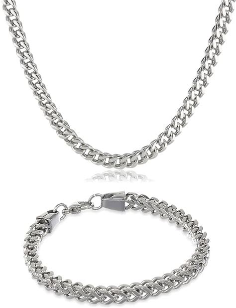MEENAZ silver chain for men combo necklace for men platinum chains for ...
