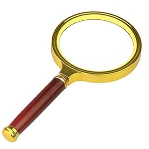 Premium Magnifying Glass, 80mm Double Glass Lens, Gold Frame with Red ...