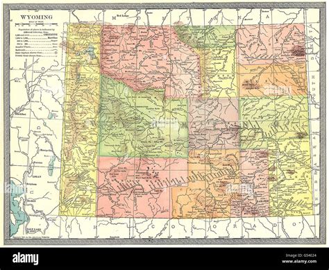 WYOMING state map. Counties, 1907 Stock Photo - Alamy