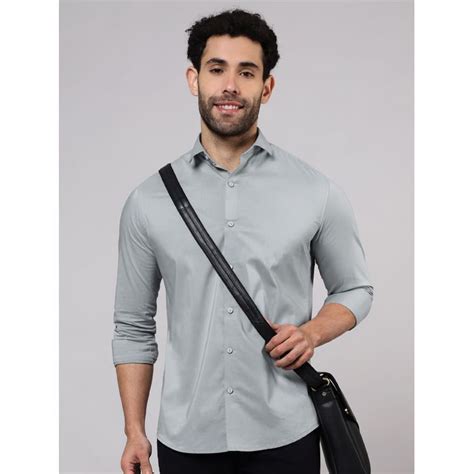 Buy Elephant Grey - Carbon Cotton Solid Shirt Online in India -Beyoung