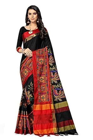 Buy SERONA FABRICS Women's Banarasi Cotton Silk Embroidered Work Saree ...