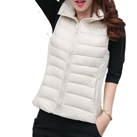Hot1Pcs Women Sleeveless Coat Ultra Light White Duck Down VestSolid ...