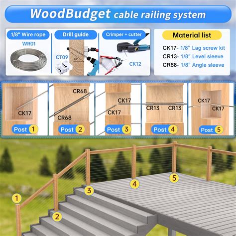 Buy Muzata 30 90 Degree Angle Drill Guide Cable Railing Kit Stair ...