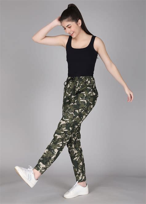 Camo Regular Fit Cargo Joggers For Womens | Pronk – pronk.in