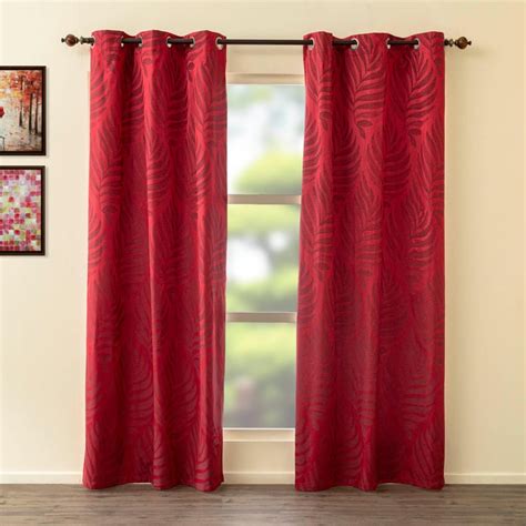 Buy Griffin Honey Suckle Red Jacquard Blackout Door Curtain - 120x270cm ...