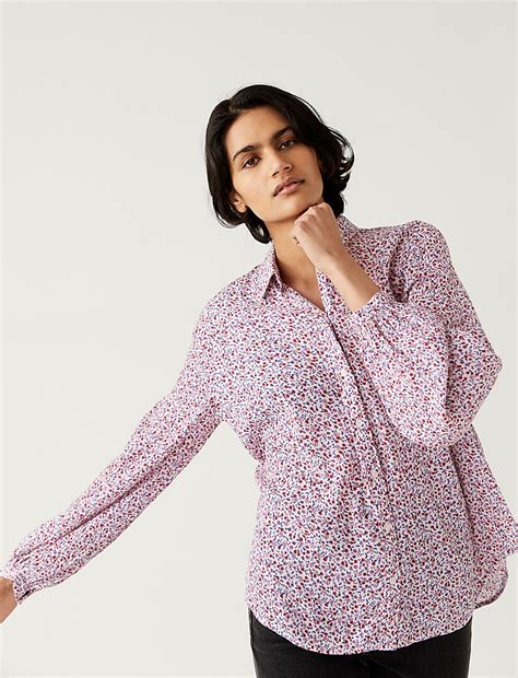 Buy Modal Blend Printed Longline Shirt at Marks & Spencer