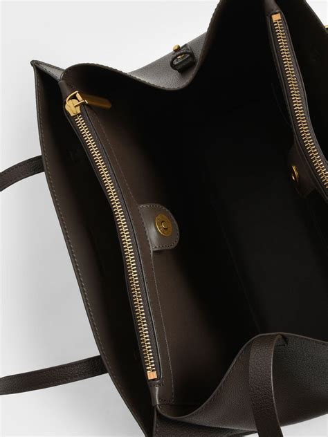 Dark Moss Large Double Handle Tote Bag - CHARLES & KEITH IN