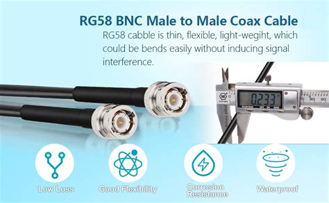 NETBOON Flexible RG 58 Cable with BNC Male to BNC Male Connector | BNC ...