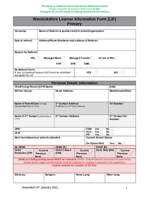 WCC Learner Ination Primary Doc Template | pdfFiller