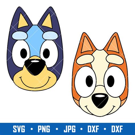 Bluey And Bingo Face SVG, Bluey Heeler SVG, Bingo Heeler SVG | Inspire ...