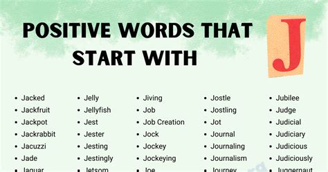 Positive Words that Start with J in English - English Study Online