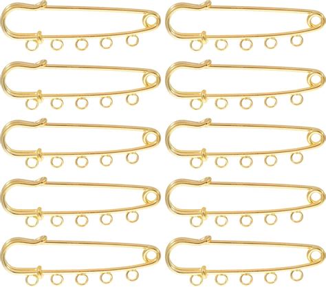 Amazon.com: COHEALI Safety Pins with 5 Loops 10Pcs Gold Brooch Pins for ...