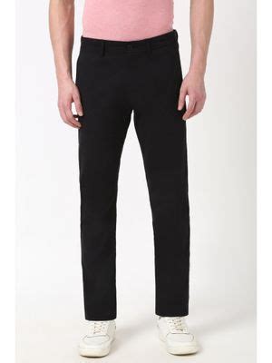 Buy Peter England Men Black Solid Slim Fit Trouser (28) Online
