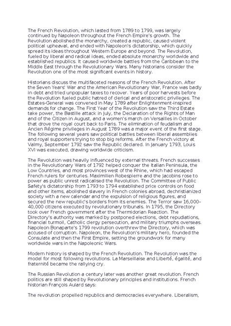 Historiography frenchrevolution quillbot - The French Revolution, which ...