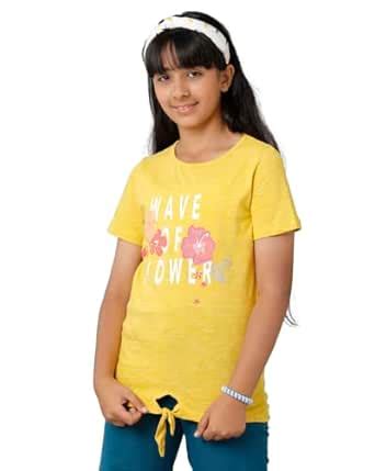 Buy Under Fourteen - Girlstop with Front Tie & Print and Applique On ...