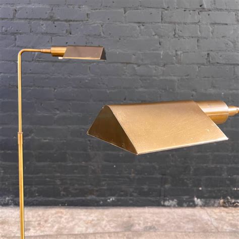 Pair of Mid-Century Modern Adjustable Brass Floor Lamps by Koch and ...
