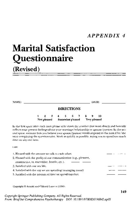 Marital Satisfaction Questionnaire - APPENDIX 4 Marital Satisfaction ...
