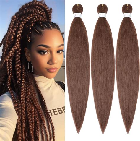 YDDM Pre Stretched Braiding Hair Braiding Extensions Brown Braids ...