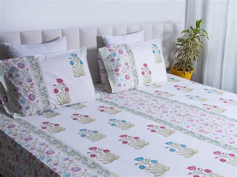 The Ephemeral Splendour - Super King Size Percal Cotton Block printed